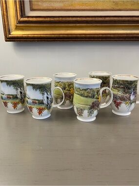 Dunoon Mugs Tea Cups Bone China England Set Of 6 Wildlife Valderrama Collection